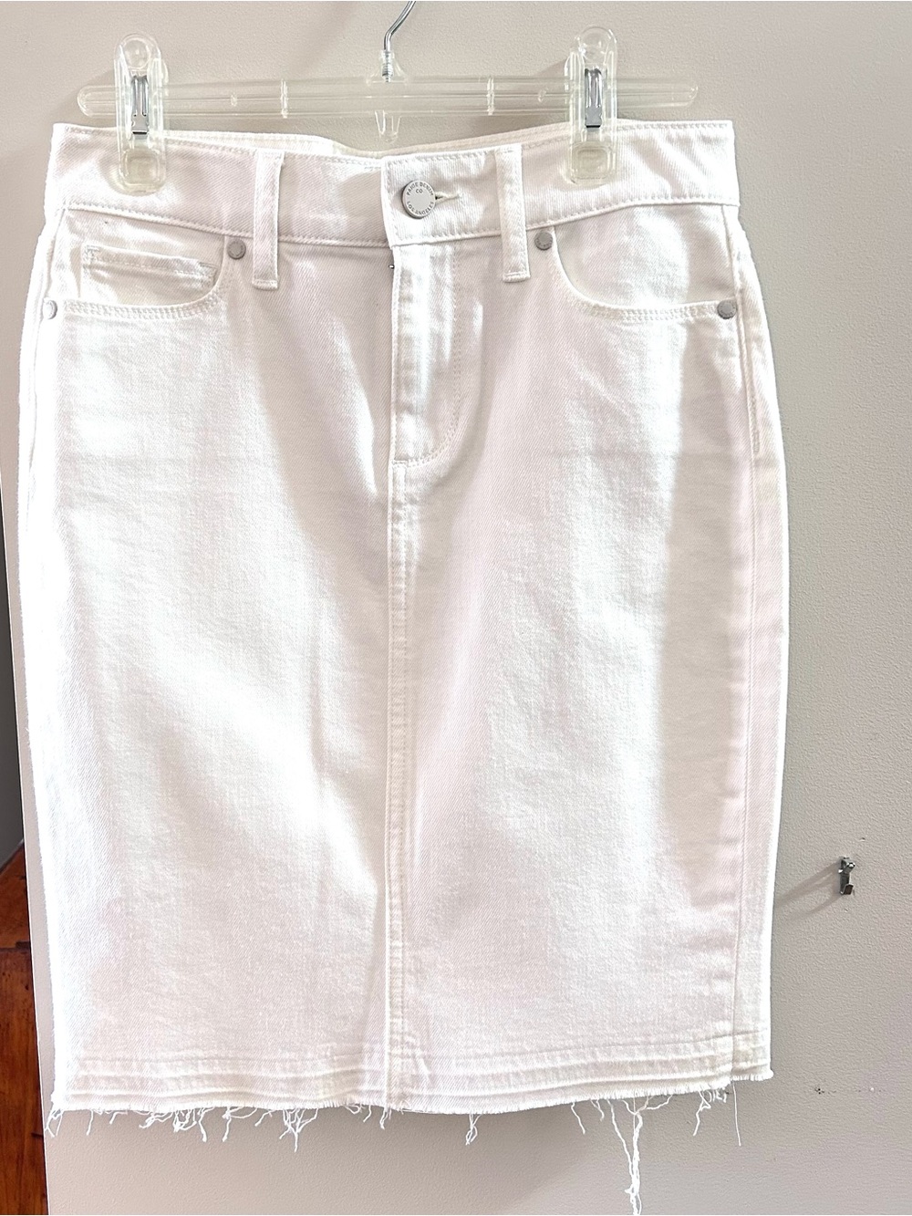 PAIGE White Denim Pencil Skirt